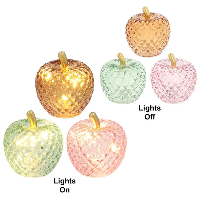 Diamond Cut 7cm LED Apple Ornament - (Choice of 3)