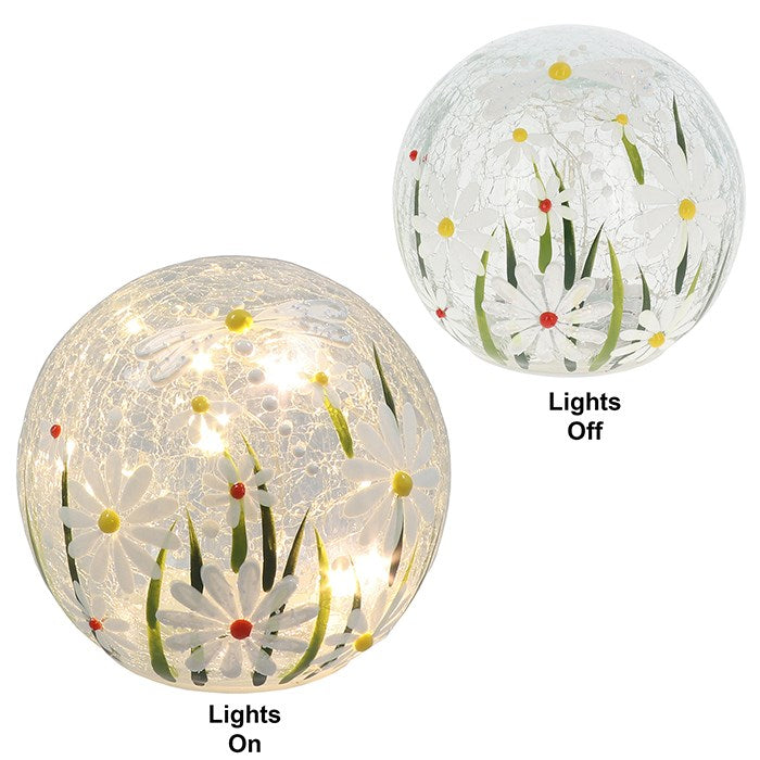 Shudehill 15cm Crackle Daisies LED Ball