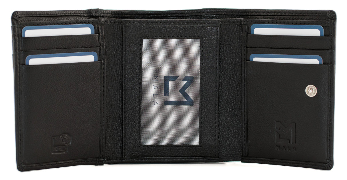 Mala Leather 11cm Black Coco's Glasses Medium Dog Tri Fold Purse - 3668 12