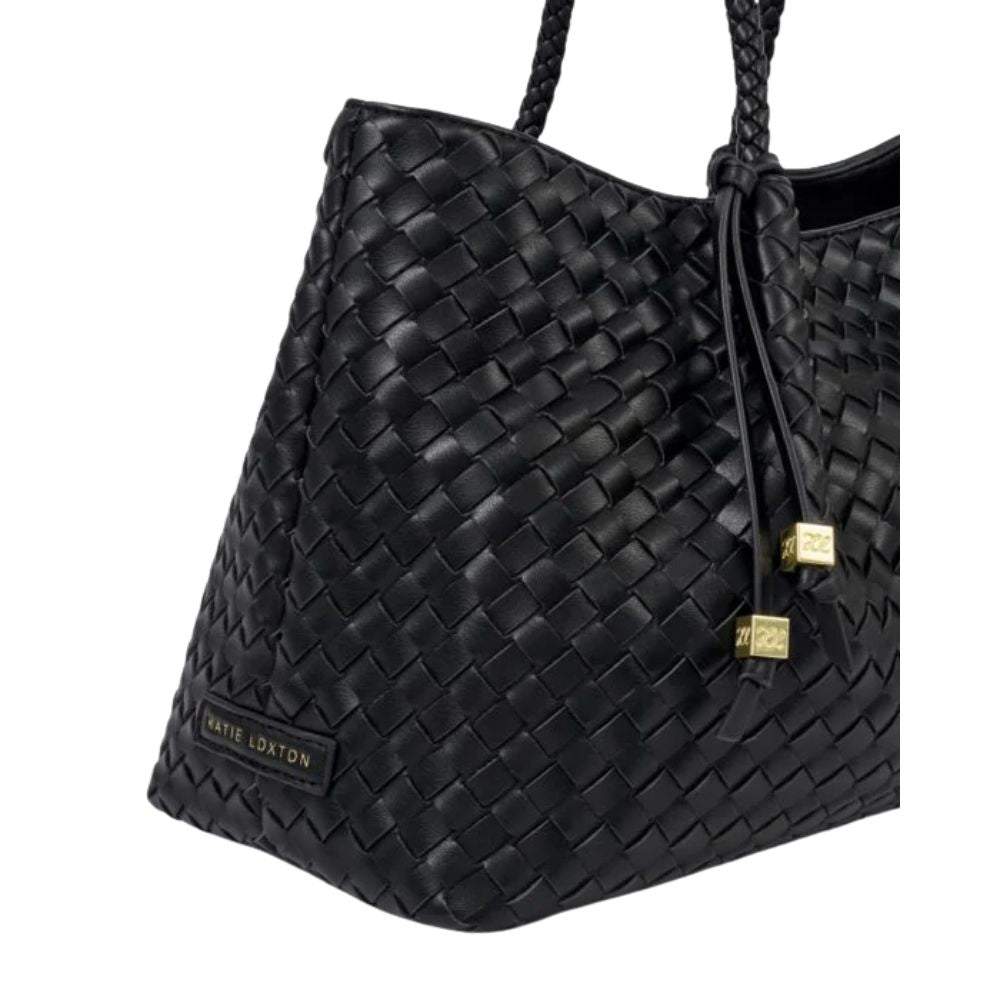 Katie Loxton Small Nova Hand Woven Tote Bag - Black