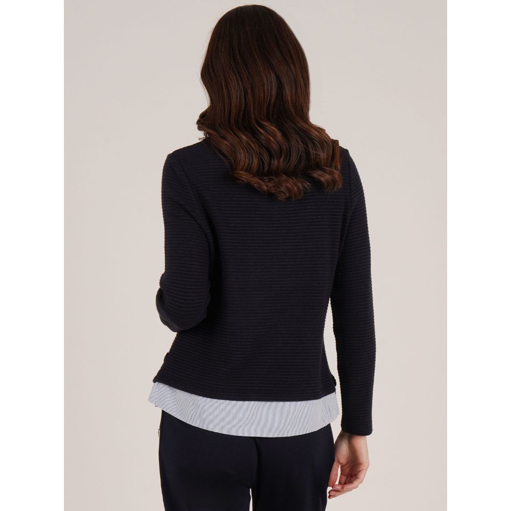 Tigi Ribbed Mock Shirt Jumper - Navy