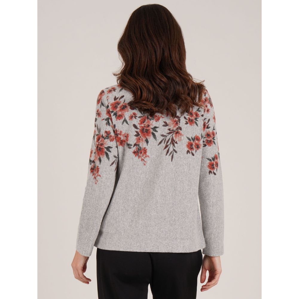 Tigi Button Up Floral Cardigan - Grey