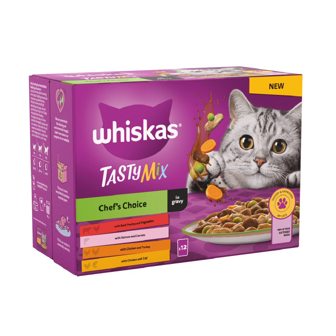 Whiskas 12 x 85g Chef's Choice 1+ Adult Wet Cat Food Pouches in Gravy