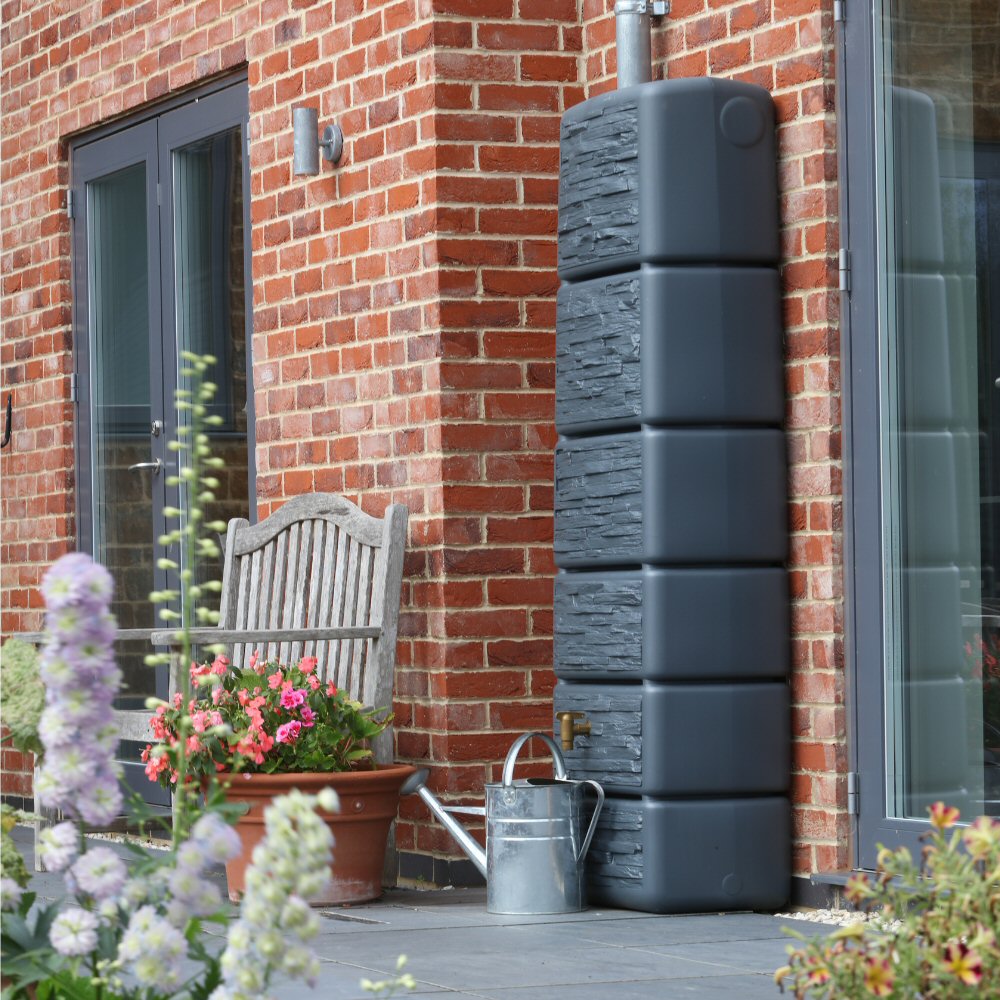 Garantia 330 Litres Graphite Grey Slim Stone Wall Tank Water Butt