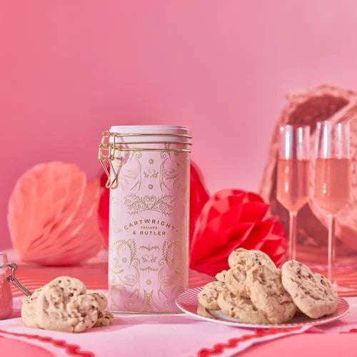 Cartwright & Butler Raspberry & White Chocolate Biscuits in Heart Tin - 4045