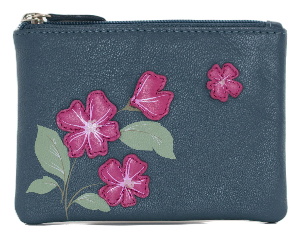 Mala Leather 12cm Navy Sakura Soft Floral Coin Purse - 4319 28
