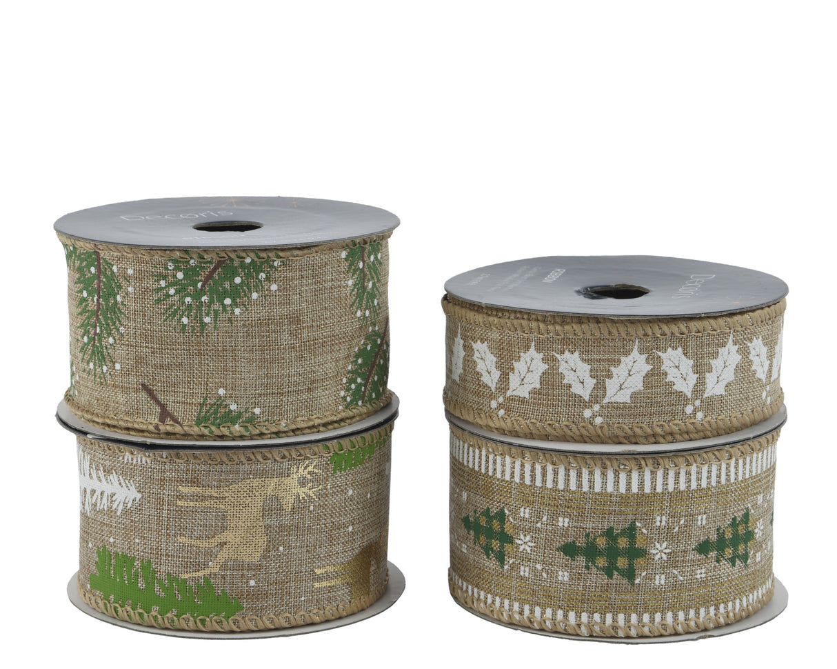 Decoris 270cm Fabric Christmas Ribbon Roll - Beige - (Choice of 4)