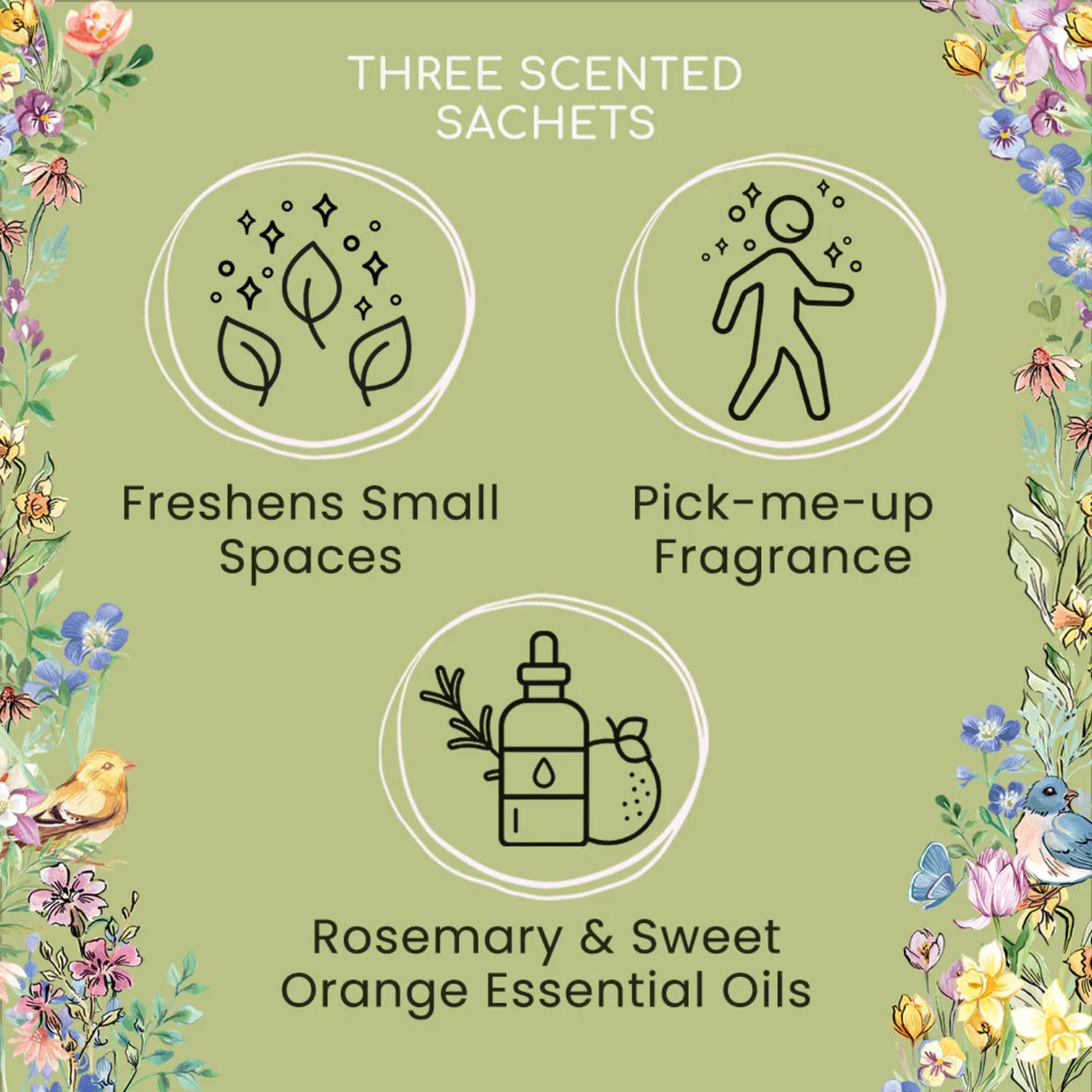 Heathcote & Ivory Flower of Focus Power Through 3 Scented Sachets