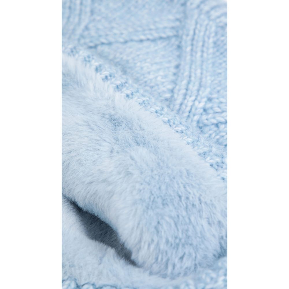 Weird Fish Candy Cable Knitted Faux Fur Lined Snood - Lake Blue