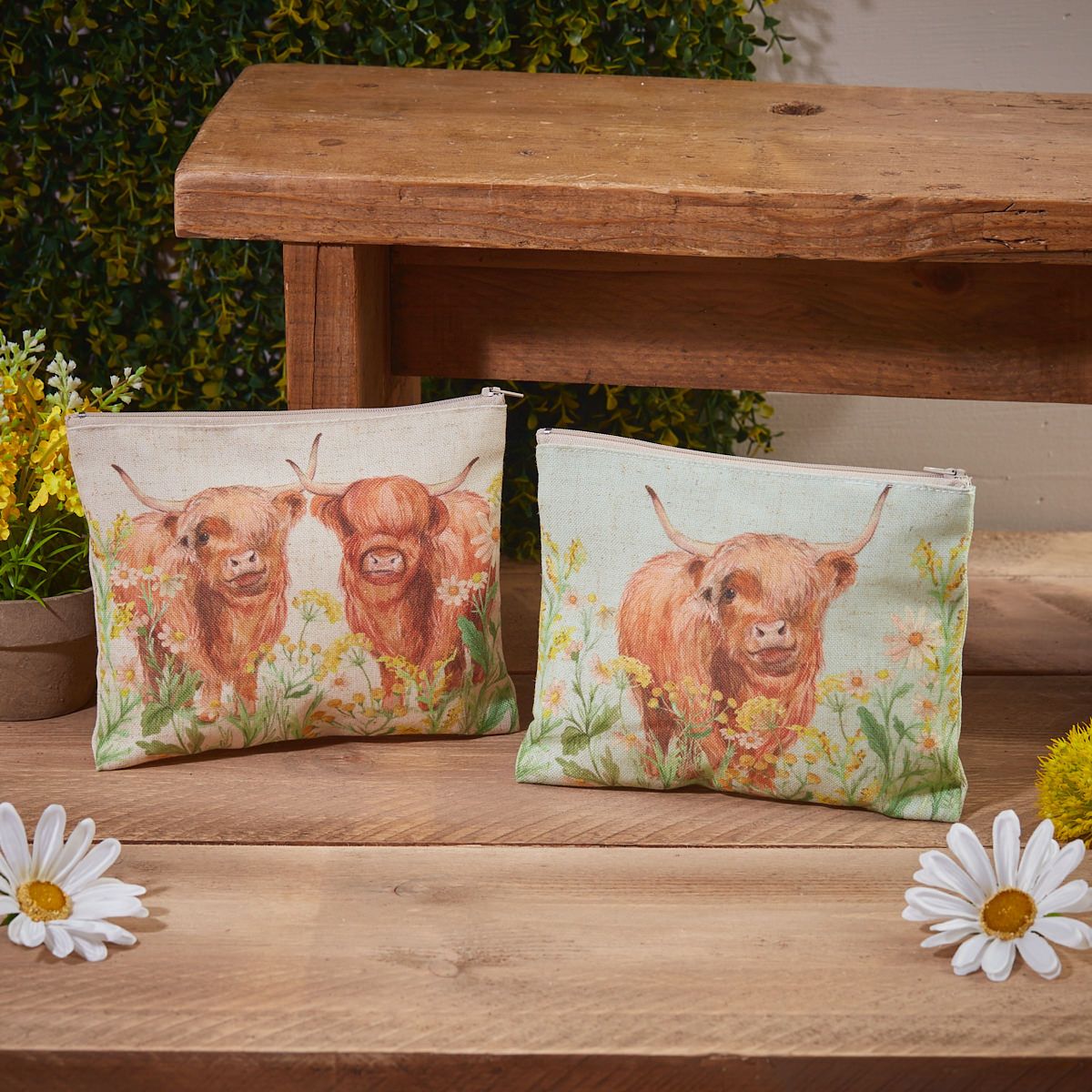 Richard Langs Highland Cow Floral Pouch (Choice of 2) - 4HL453