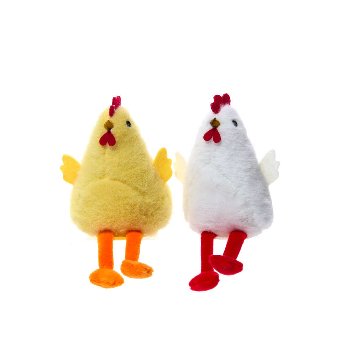 Richard Langs Chicken Yellow or White With Dangly Legs Plush (Choice of 2) - 4HO157