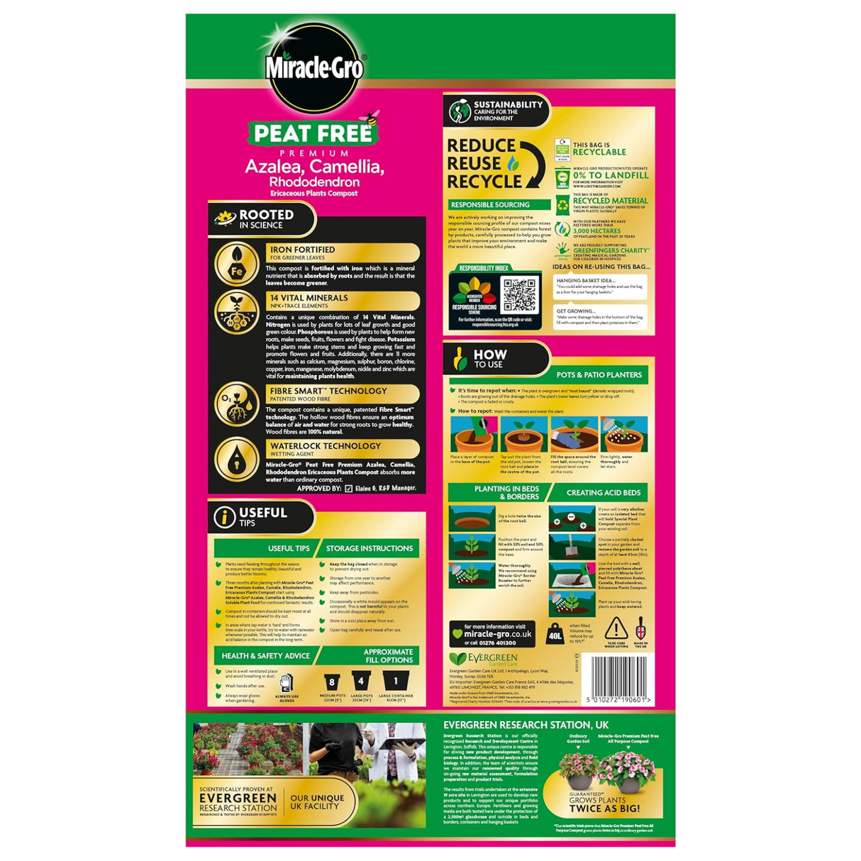 MiracleGro Ericaceous Peat Free Compost 40L - 2 FOR £15