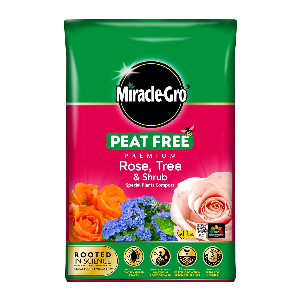 Miracle-Gro Peat Free Rose, Tree & Shrub Compost 40L - 2 FOR £15