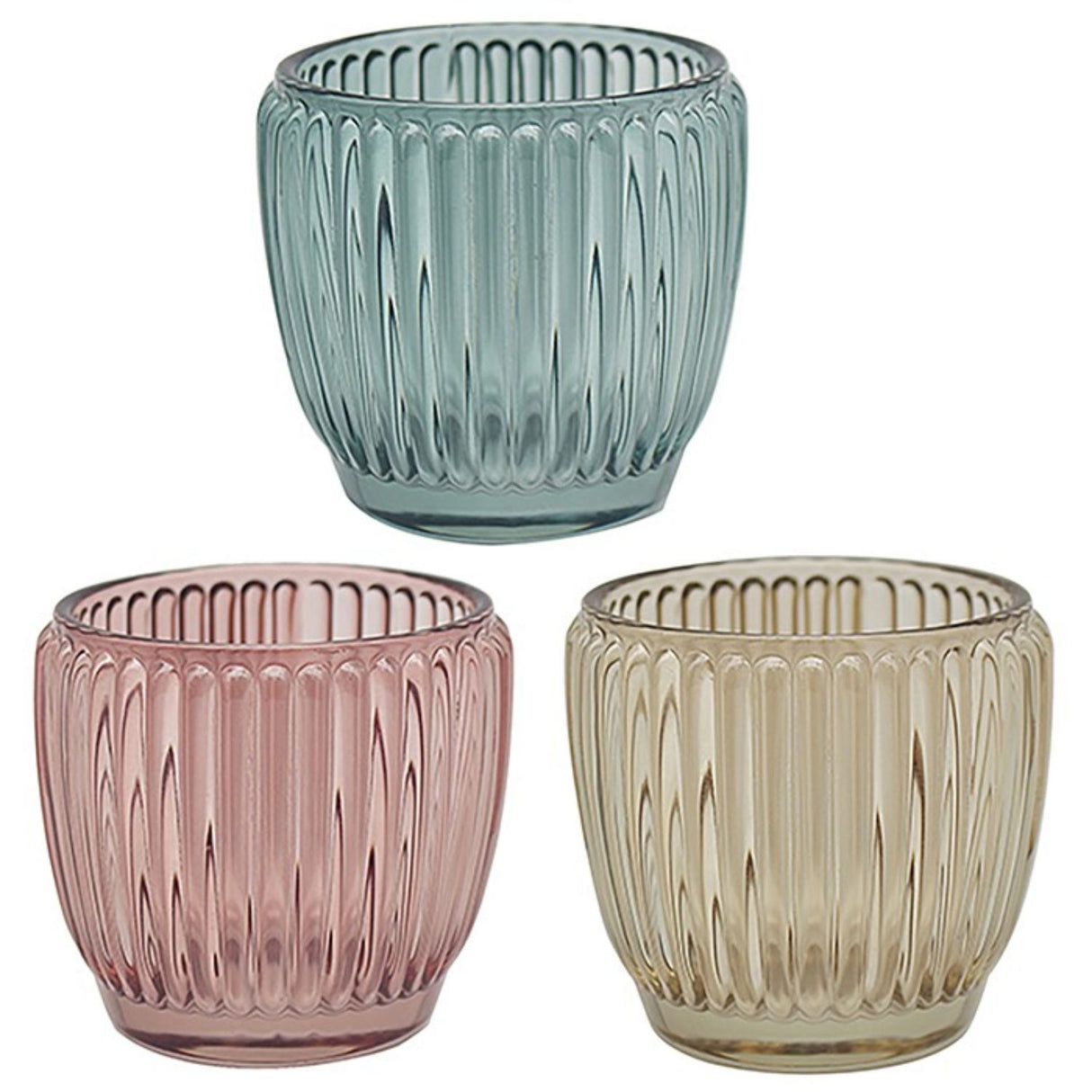 Joe Davies Bright Glass Rib Tealight Holder (Choice of 3)