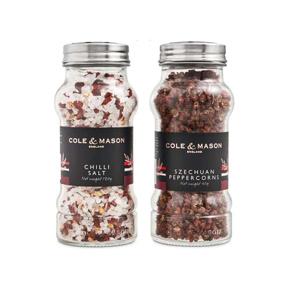 Cole & Mason Premium Jar Luxury Chilli Salt and Szechuan Peppercorns Refill Set