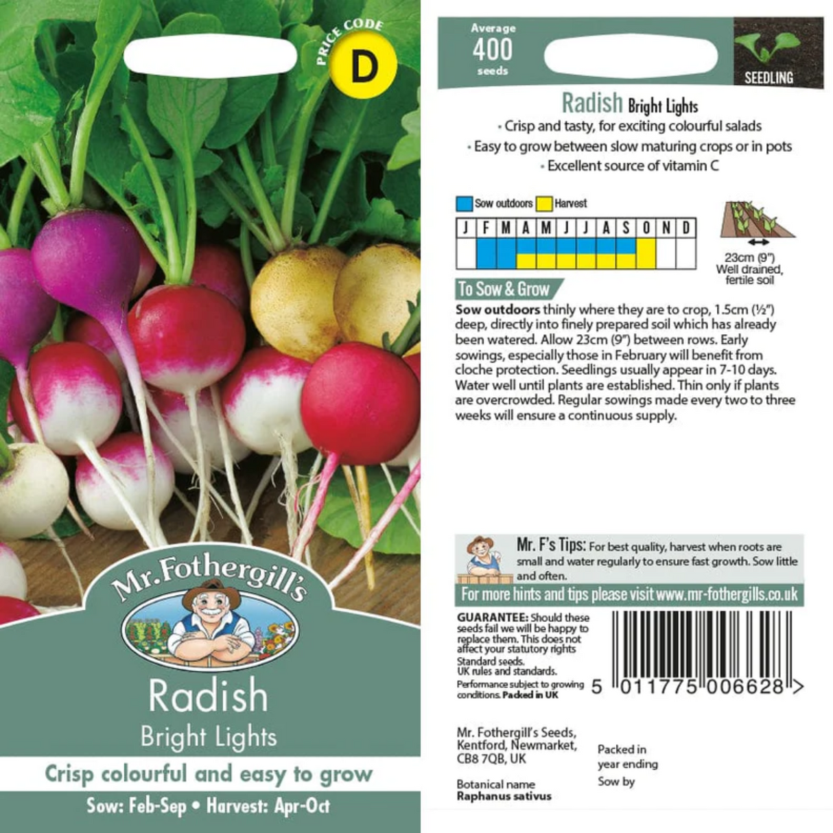 Mr Fothergill's Radish Bright Lights Seeds