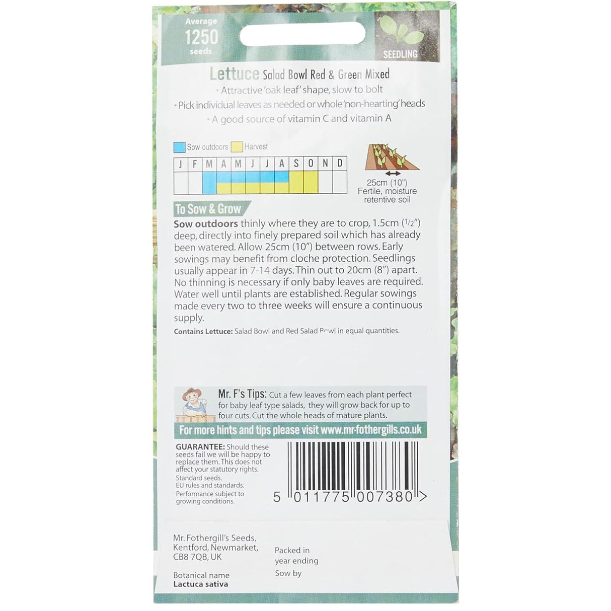 Mr Fothergill's Lettuce Salad Bowl Red & Green Mixed Seeds