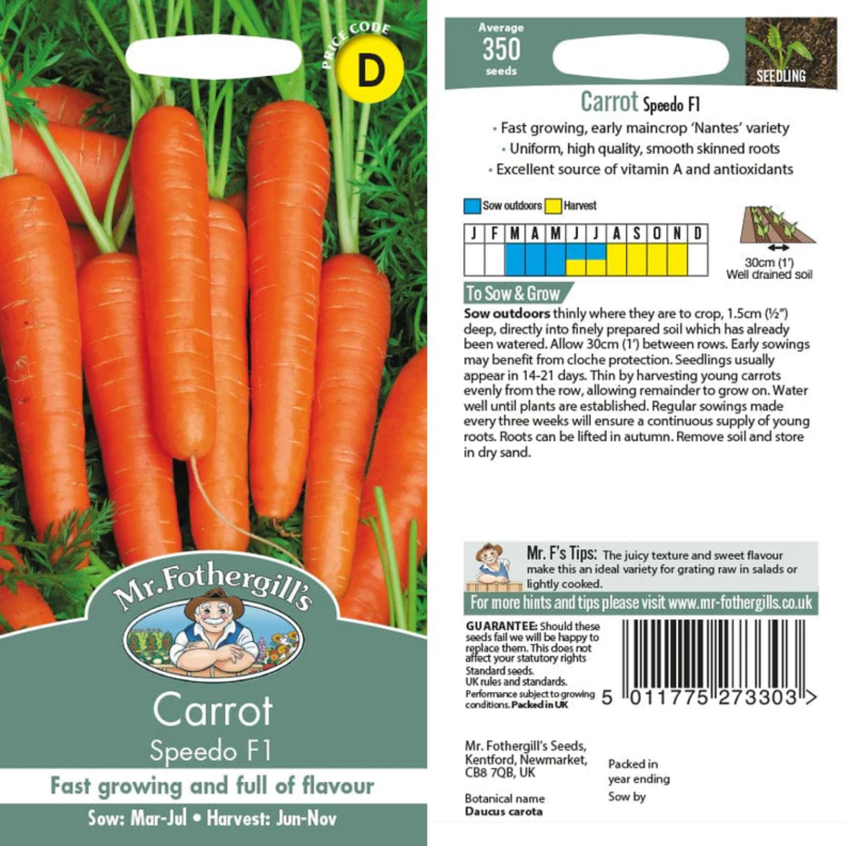 Mr Fothergill's Carrot Speedo F1 Seeds