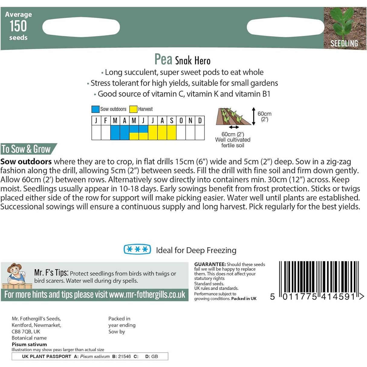 Mr Fothergill's Pea Snak Hero Seeds
