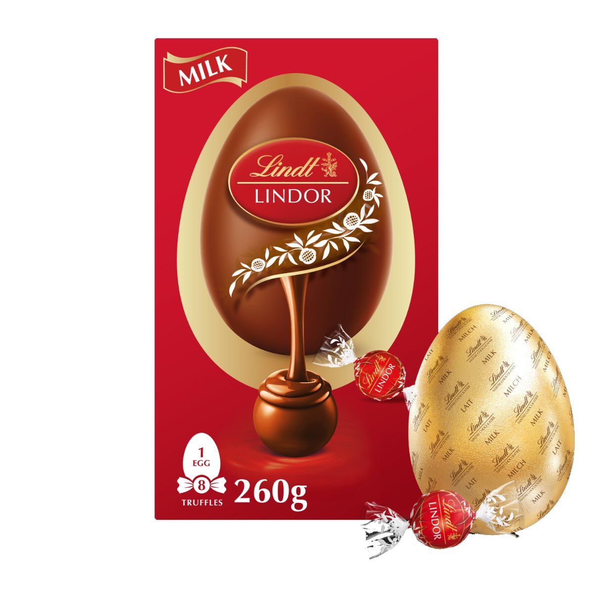Lindt LINDOR 260g Milk Chocolate Easter Egg