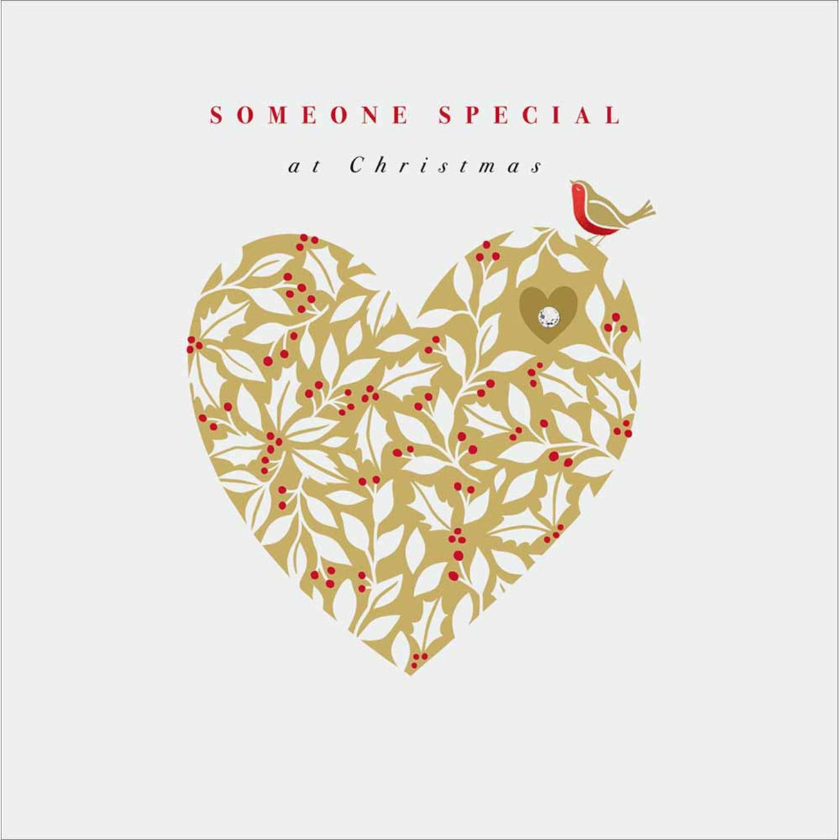 Woodmansterne Someone Special Heart of Gold Holly Christmas Card - 612251