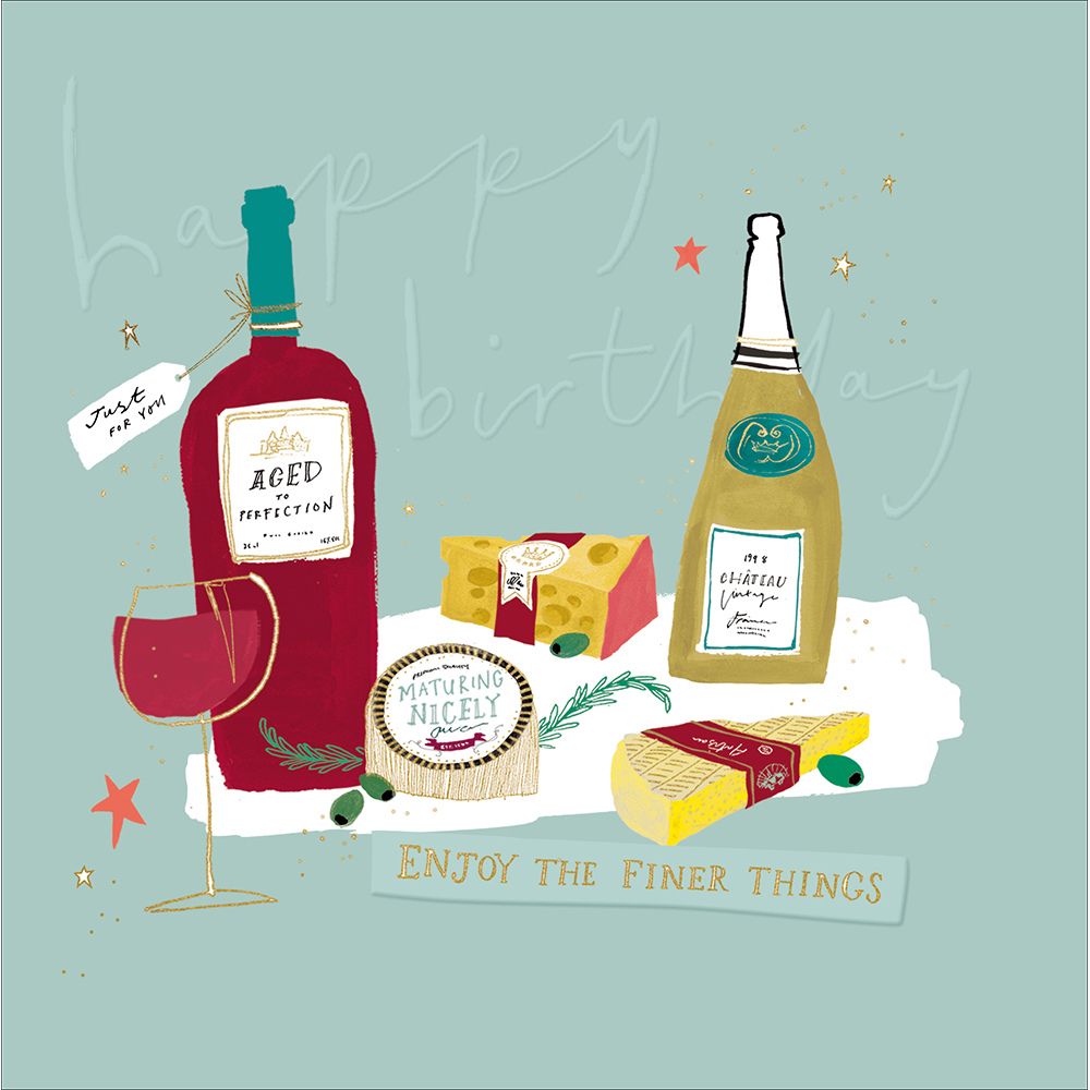 Woodmansterne Finer Things Wine & Cheese Birthday Card