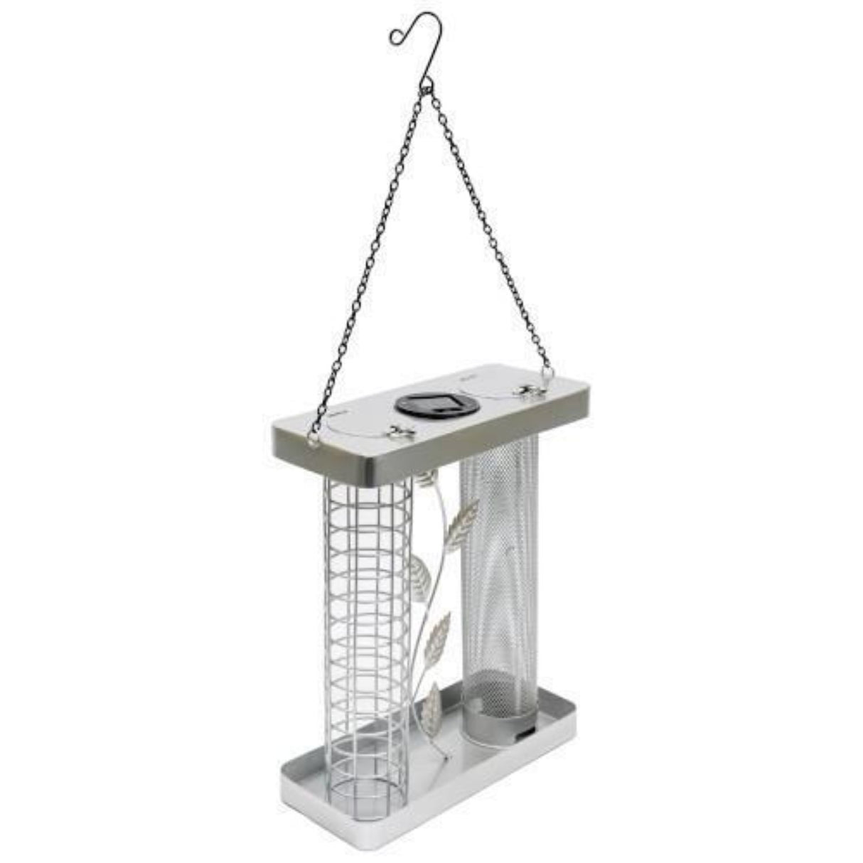 Henry Bell Silver Solar Twin Bird Feeder - Fat Ball & Seed