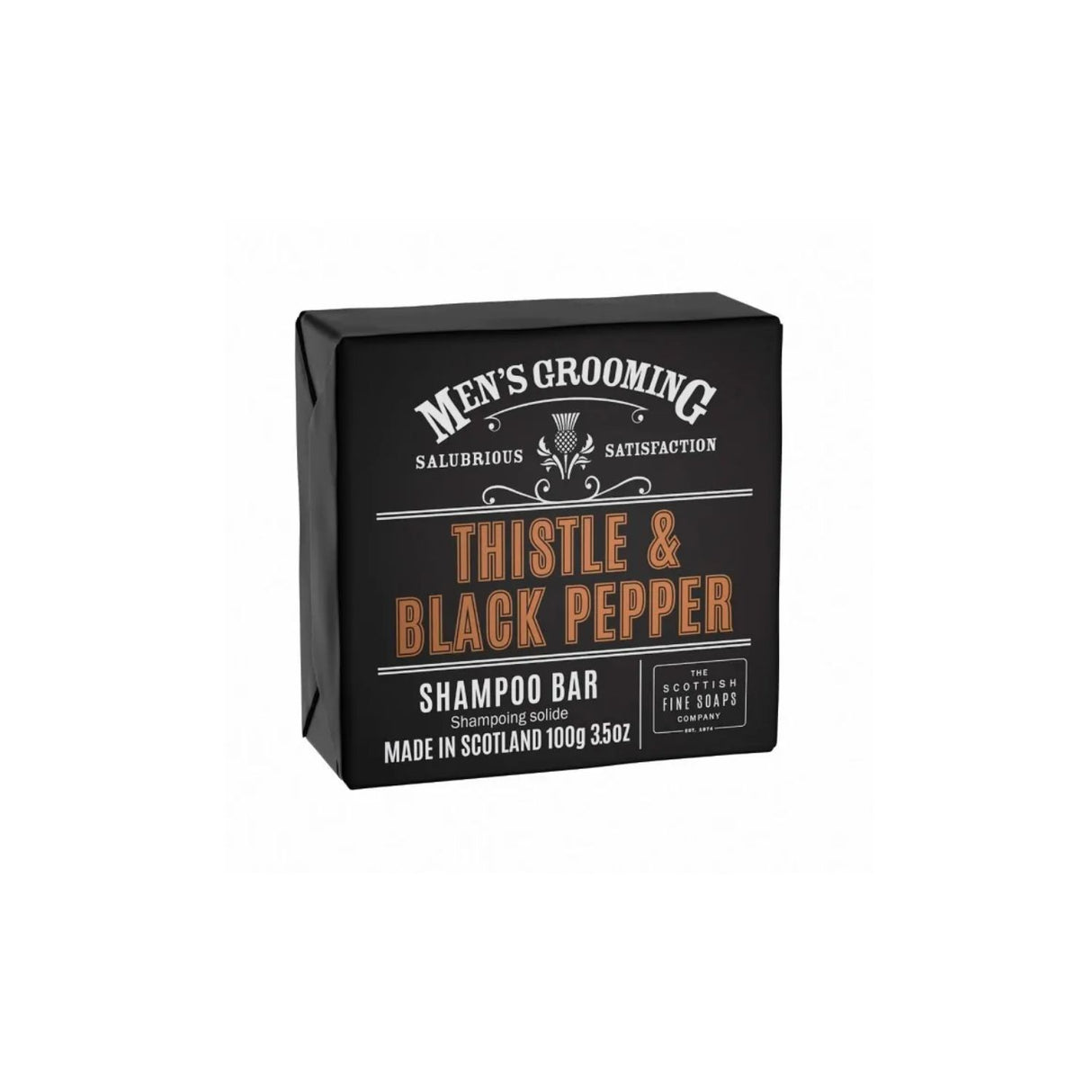 Scottish Fine Soap 100g Thistle and Black Wrapped Shampoo Bar