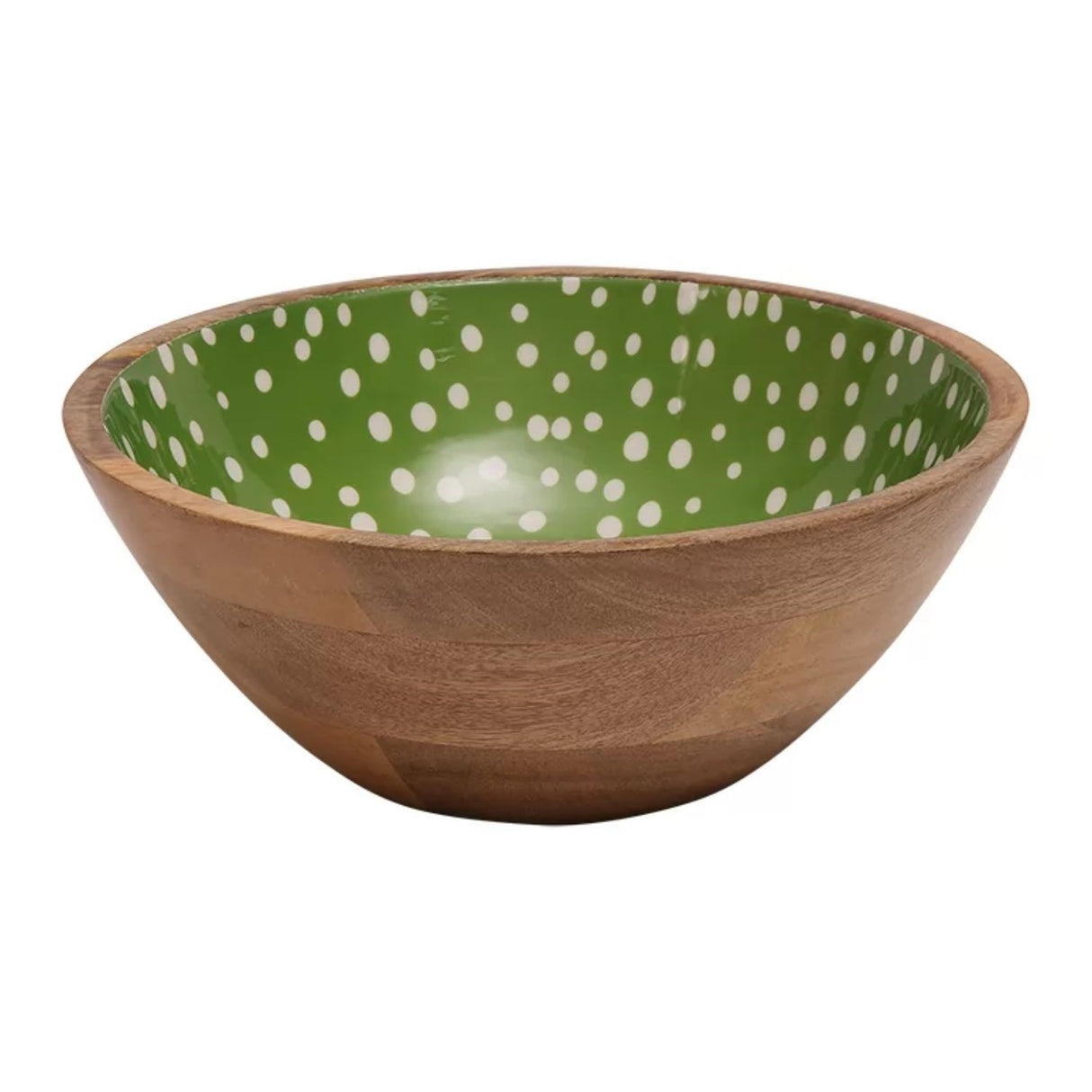 Dexam 27cm Green Spotted Mango Wood Salad Bowl