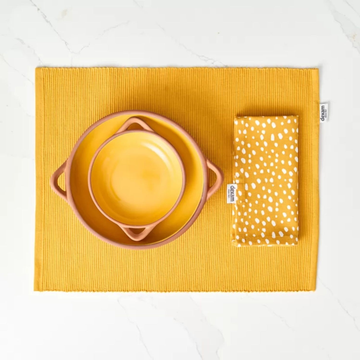 Dexam 45cm Recycled Cotton Napkin & Place Mat Set - Ochre