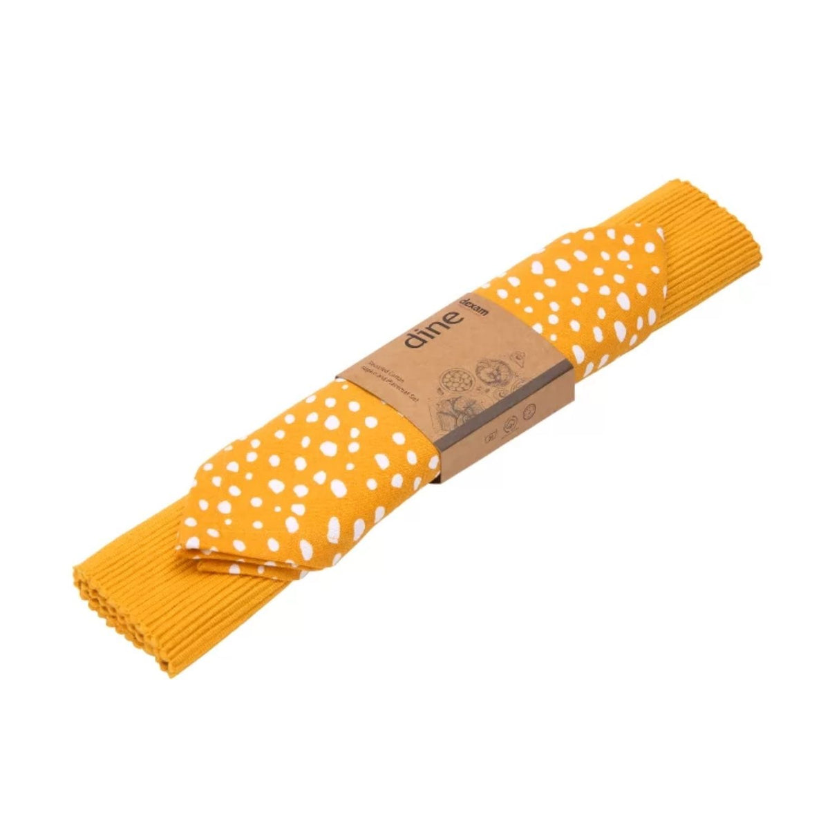 Dexam 45cm Recycled Cotton Napkin & Place Mat Set - Ochre