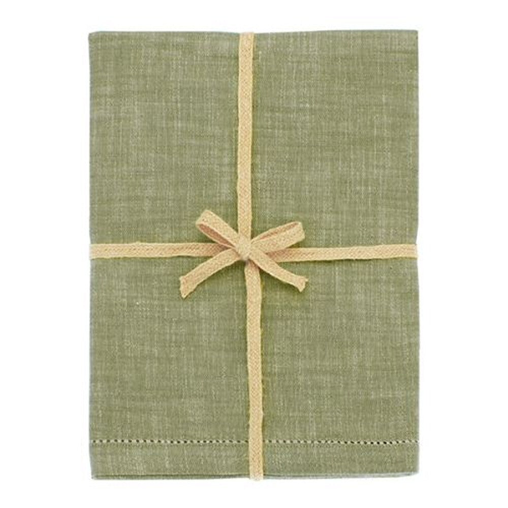 Walton & Co 130cm x 230cm Olive Green Chambray Tablecloth