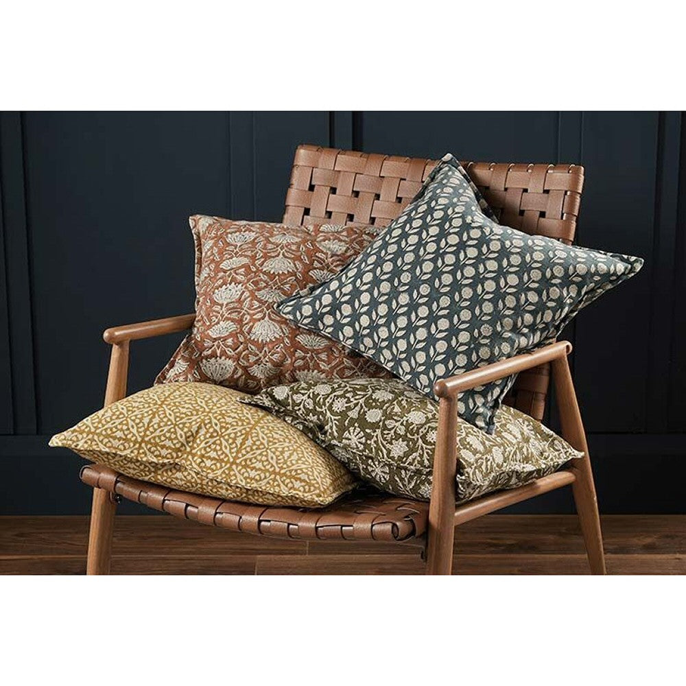 Walton & Co 43cm Saffron Martta Handblock Print Cushion