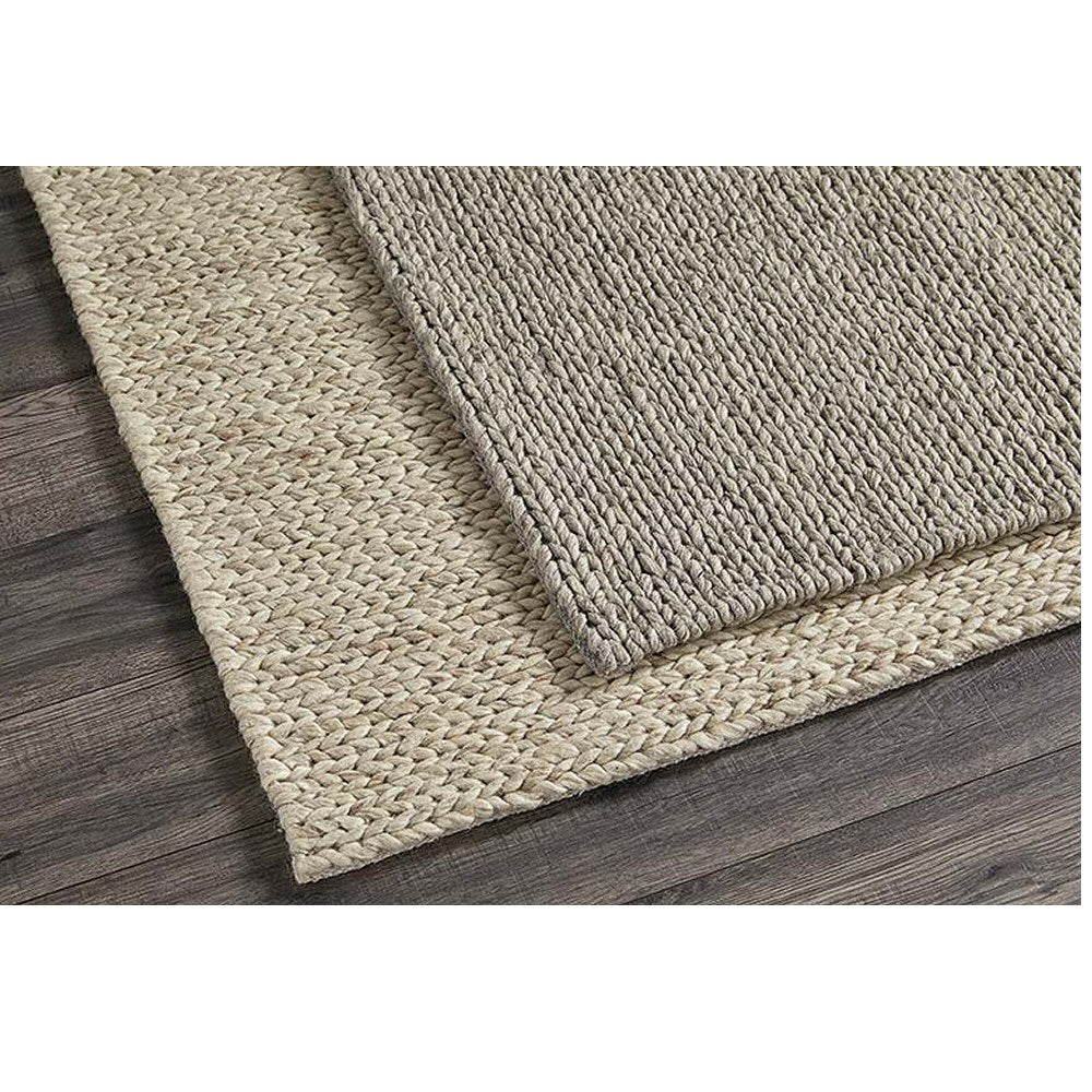 Walton & Co 80cm x 130cm Taupe Plait Wool Rug