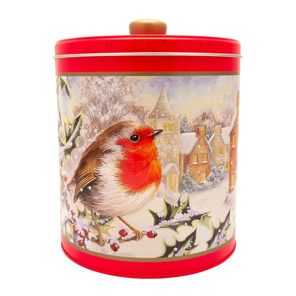 Grandma Wild's 300g Embossed Snowy Robin Biscuit Barrel