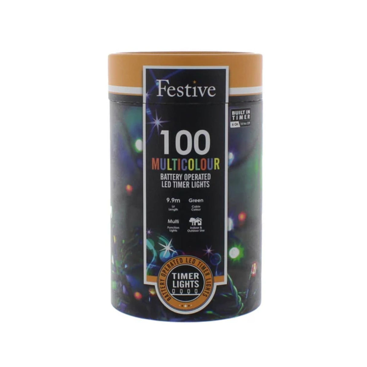 Festive 100 LED Multicolour Battery Operated String Lights (9.9m)