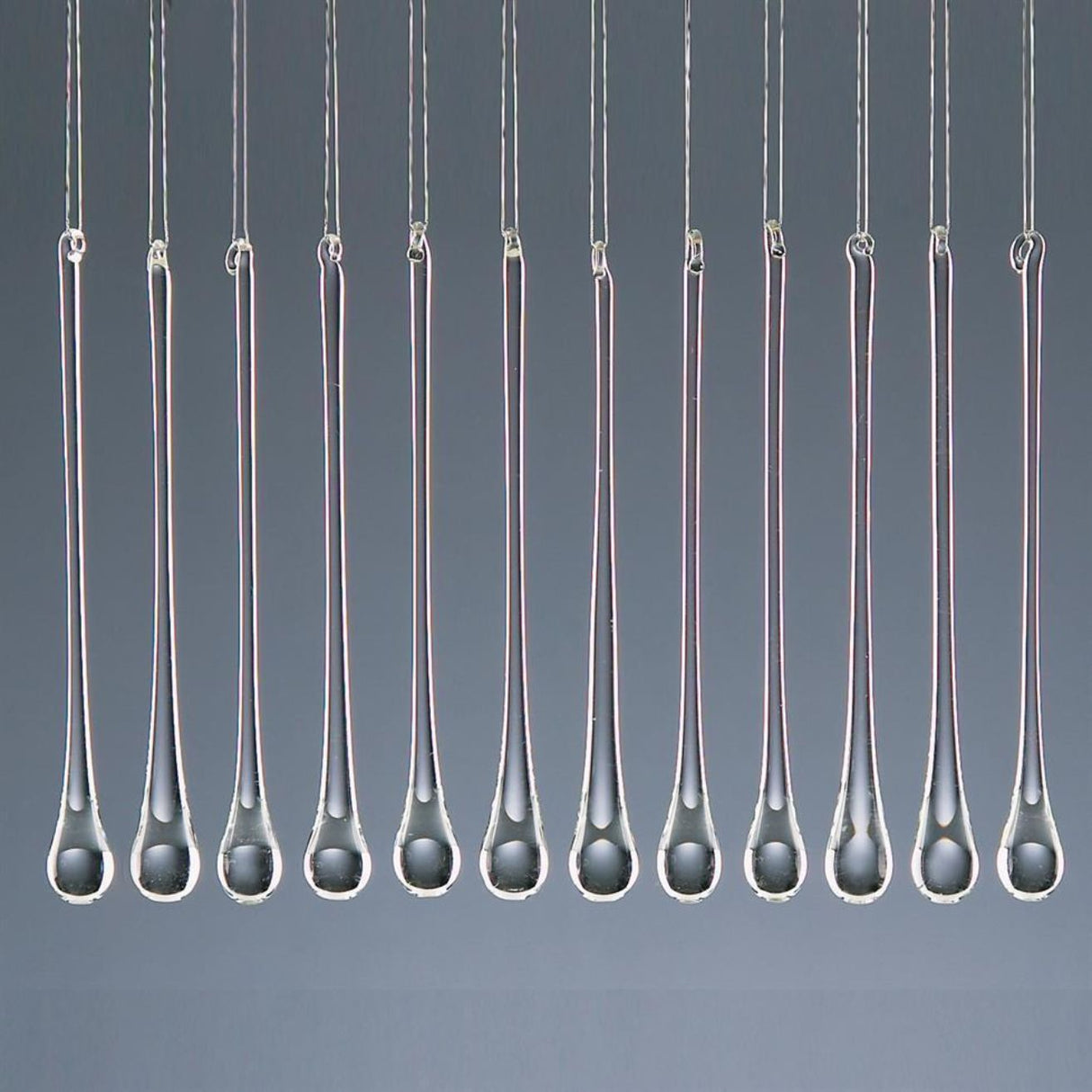 Premier 11cm Glass Water Drop Christmas Tree Decorations (Set of 12)