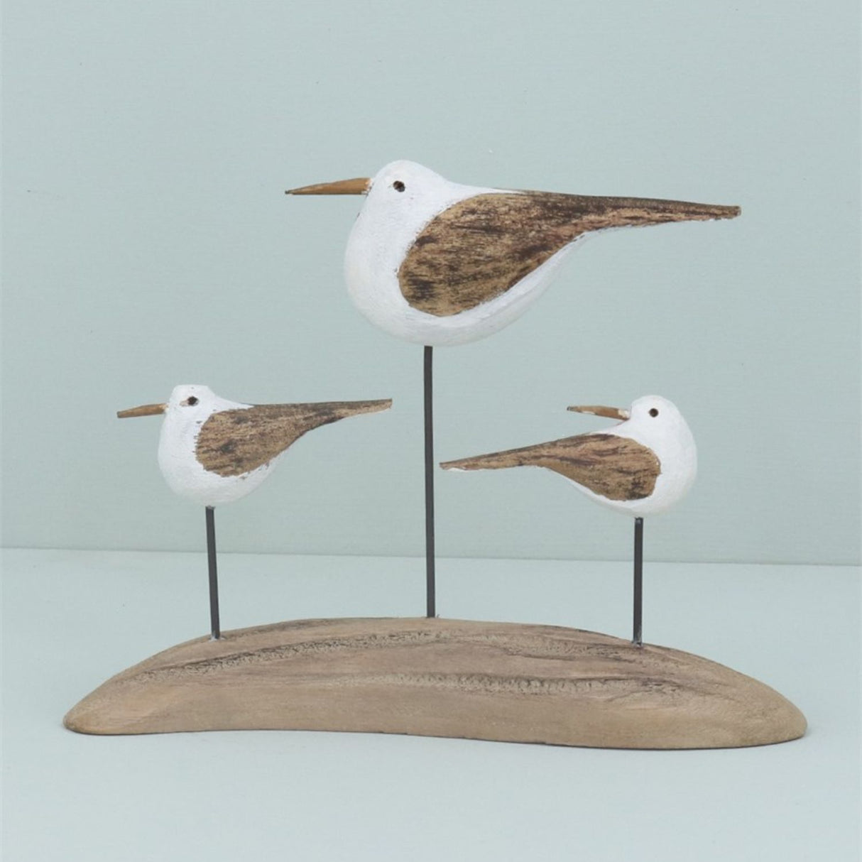 Gisela Graham 17cm Rustic Wood Seagulls on Plinth Ornament