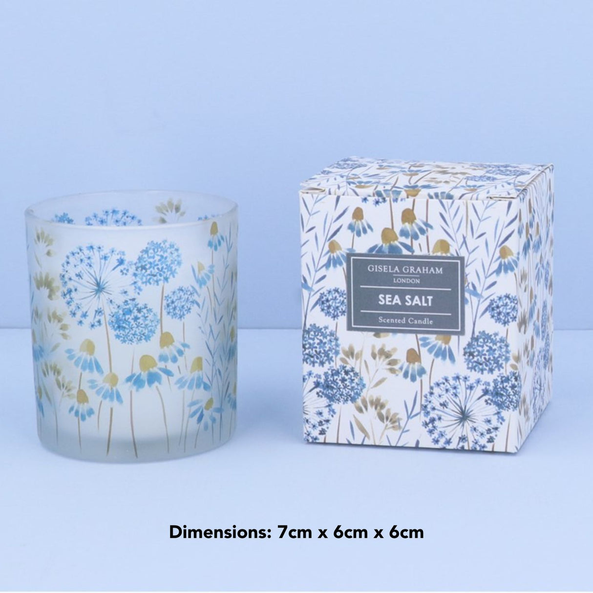 Gisela Graham 7cm Blue Meadow Scented Candle Large Glass Jar