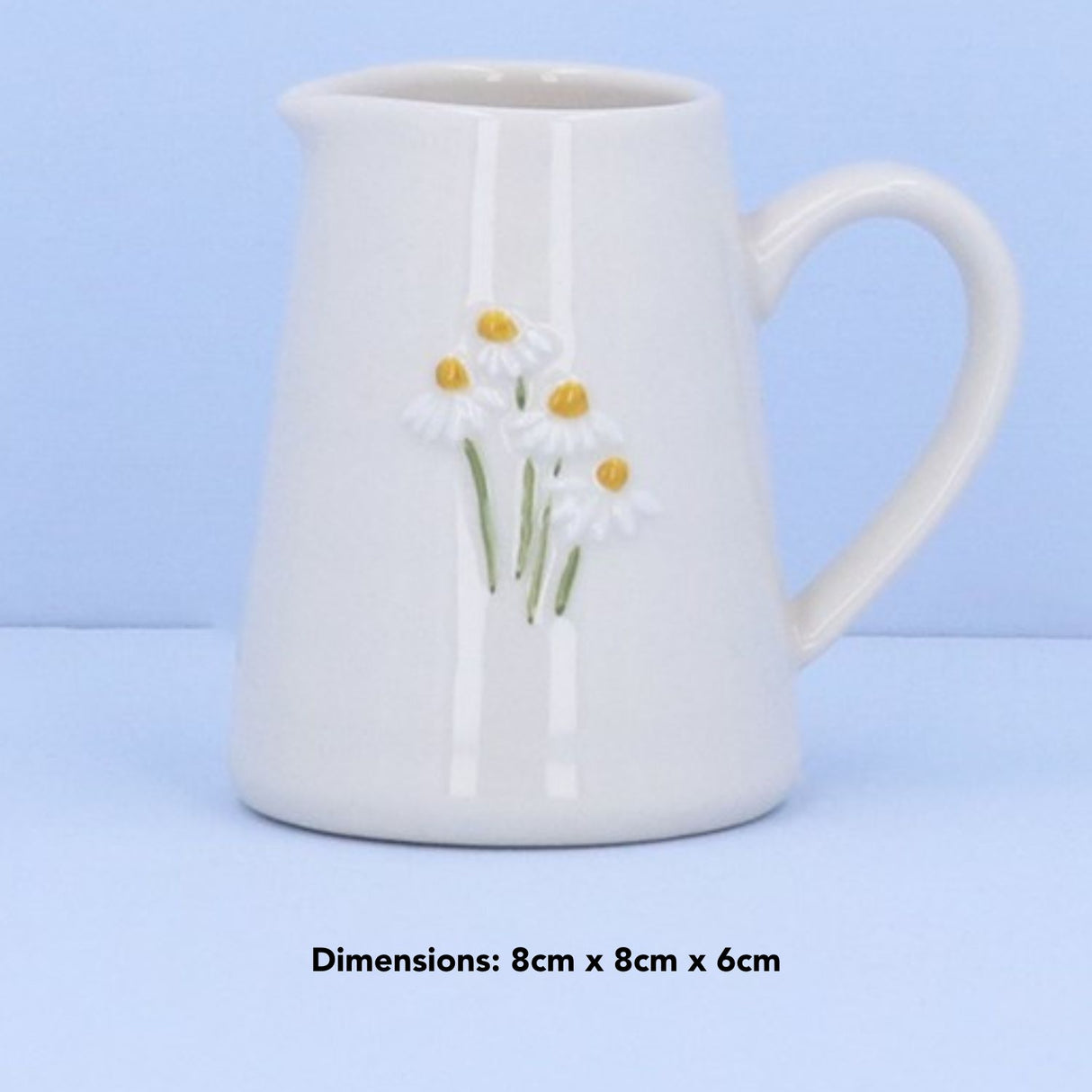 Gisela Graham 8cm White Daisies Stoneware Mini Jug