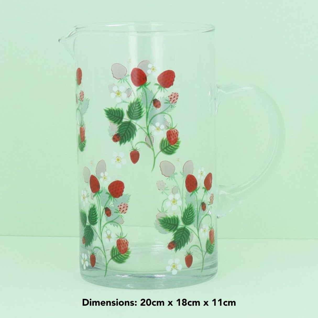 Gisela Graham 20cm Strawberries Glass Water Jug