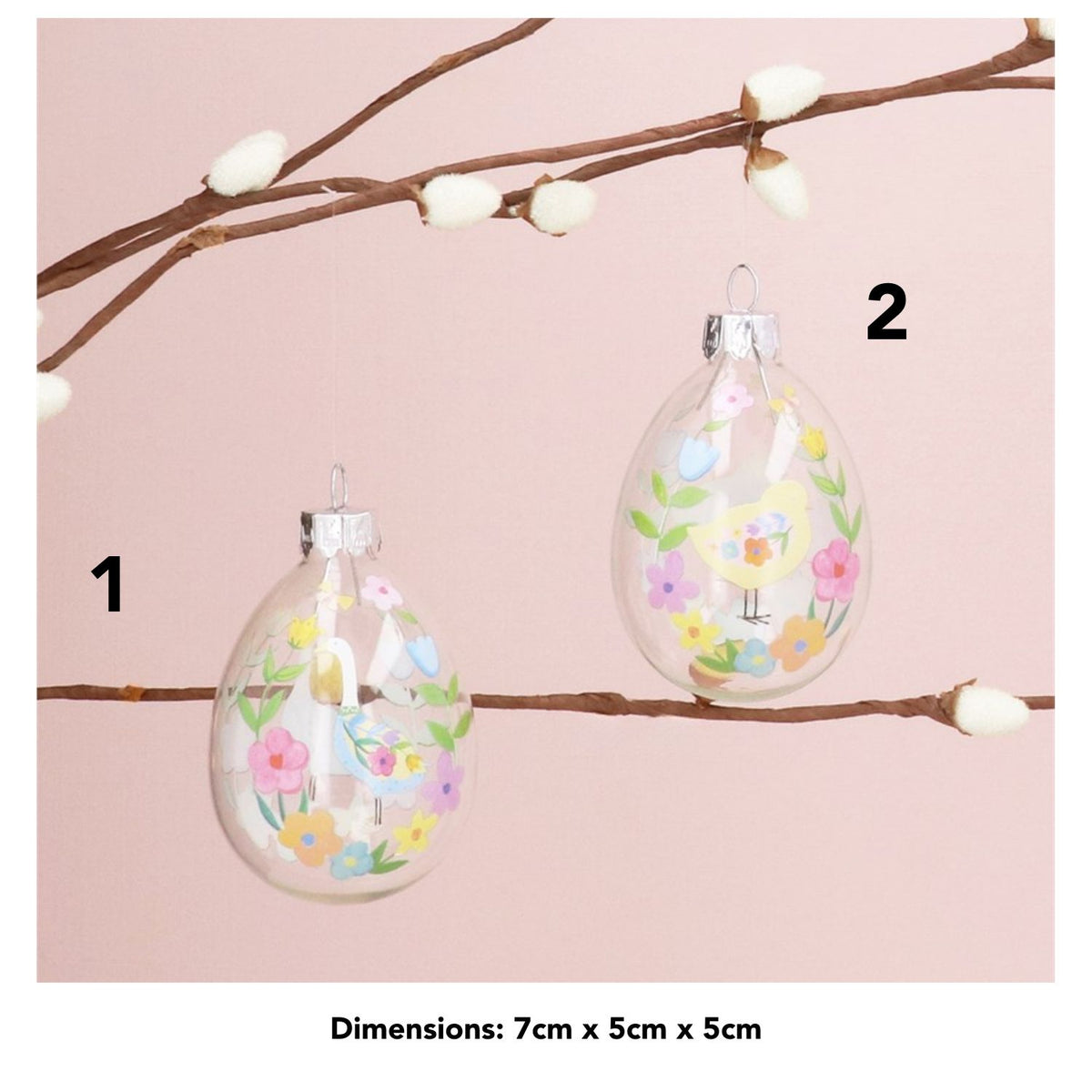 Gisela Graham 7cm Duck/Chick Egg Hanging Glass Decoration (Choice of 2
