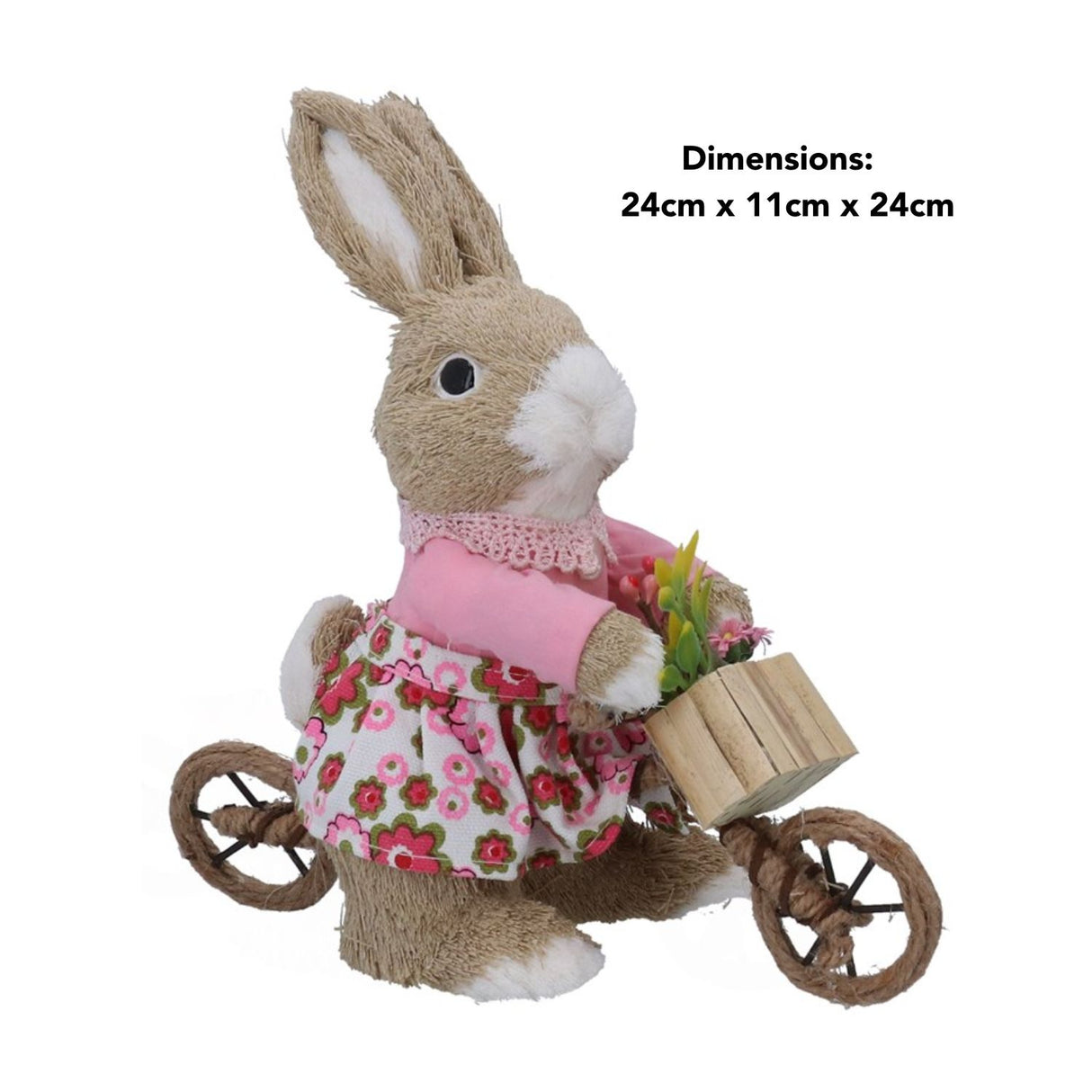 Gisela Graham 24cm Bristle Bunny On Bike Ornament
