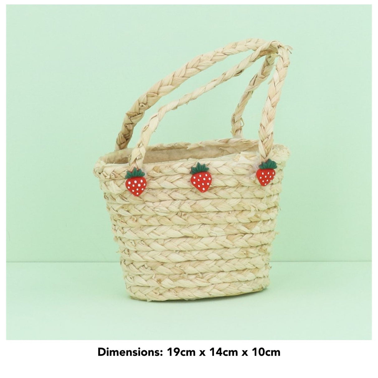 Gisela Graham 19cm Straw Basket with Strawberry Trim