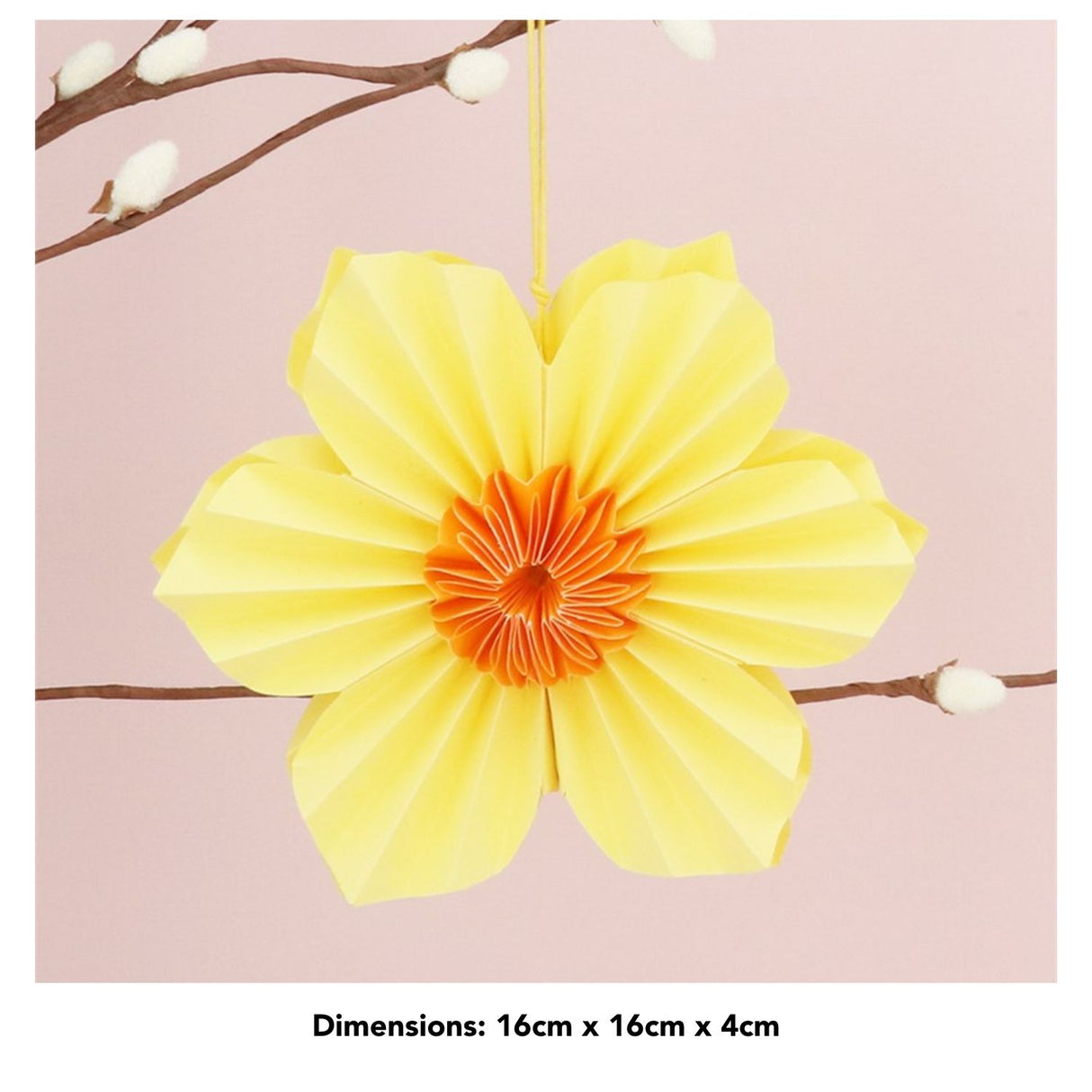 Gisela Graham 16cm Yellow 6 Petal Medium Flower Hanging Decoration