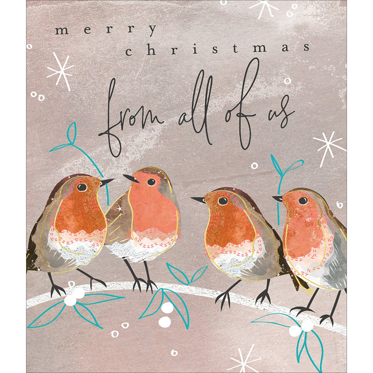 Woodmansterne From All of Us Robins Christmas Card