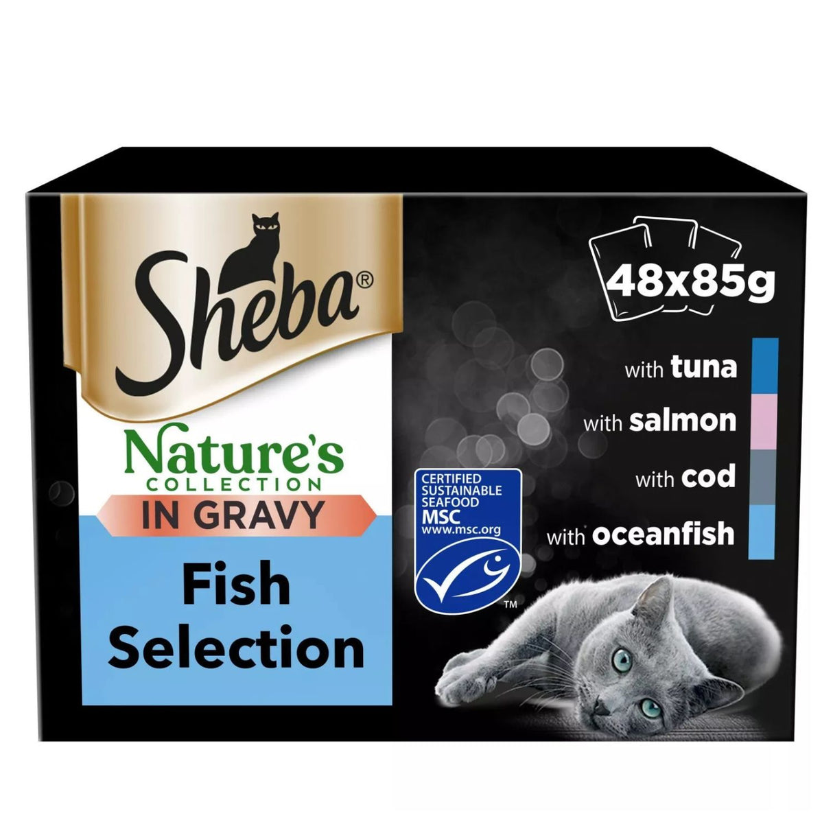 Sheba 12 x 85g Fish Selection Adult Cat Food Pouches in Gravy
