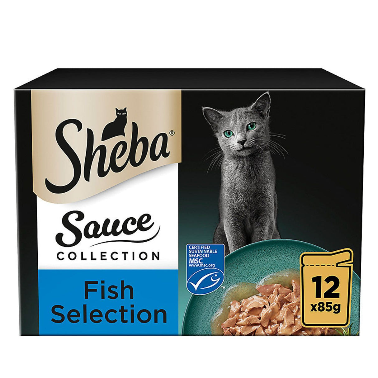 Sheba 12 x 85g Fish Selection Adult Cat Food Pouches in Jelly