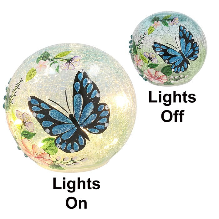 Joe Davies 12cm Crackle LED Ball Blue Butterfly Small