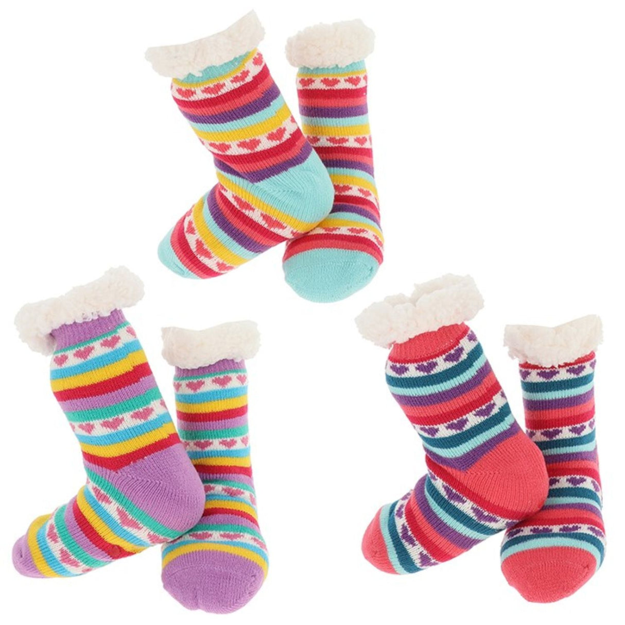 Nuzzles Girls Heart Stripe Socks - Choice of 3